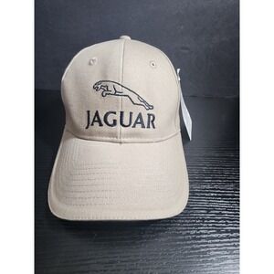 New Jaguar Logo Baseball Cap Hat  Tan Adjustable Fabric Strap Brass Buckle